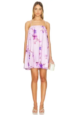 Zimmermann Lightburst Puff Mini Dress Purple Floral Size 2 / Size Au 12 for rent on The Volte - image 1