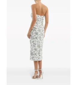 Rebecca Vallance Suki Strapless Bead & Sequin Midi Dress White Size AU 16 for rent on The Volte - image 2