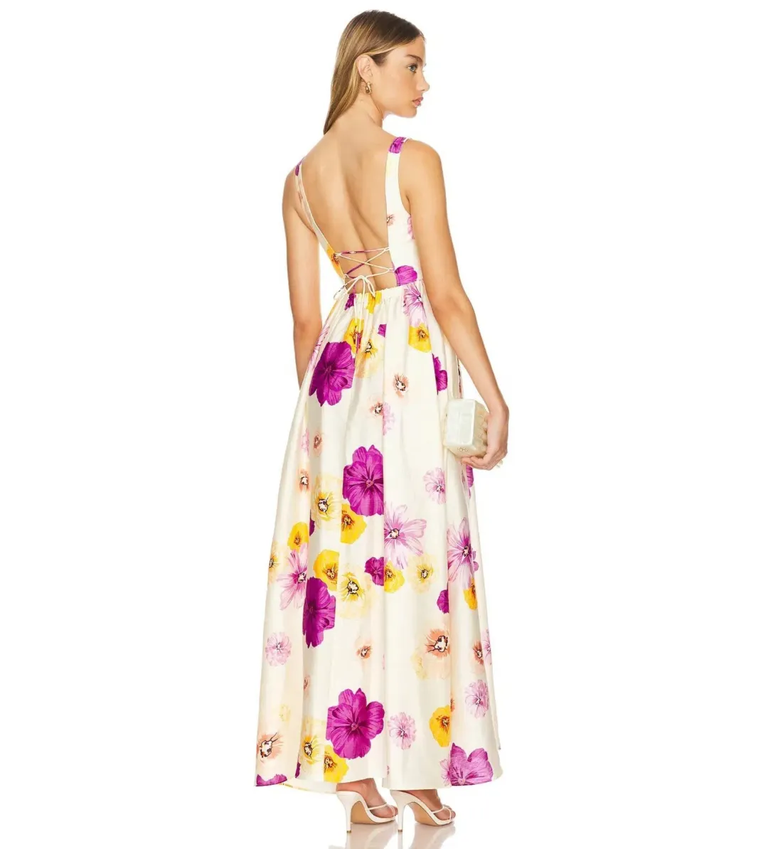 Acler Sandgate Maxi Dress Almond Poppy Size AU 8 for rent on The Volte - main image