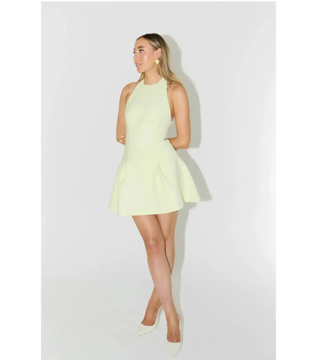 Odd Muse The Ultimate Muse Dropped Hem Mini Dress Lime Size XS / AU 6 for rent on The Volte - main image