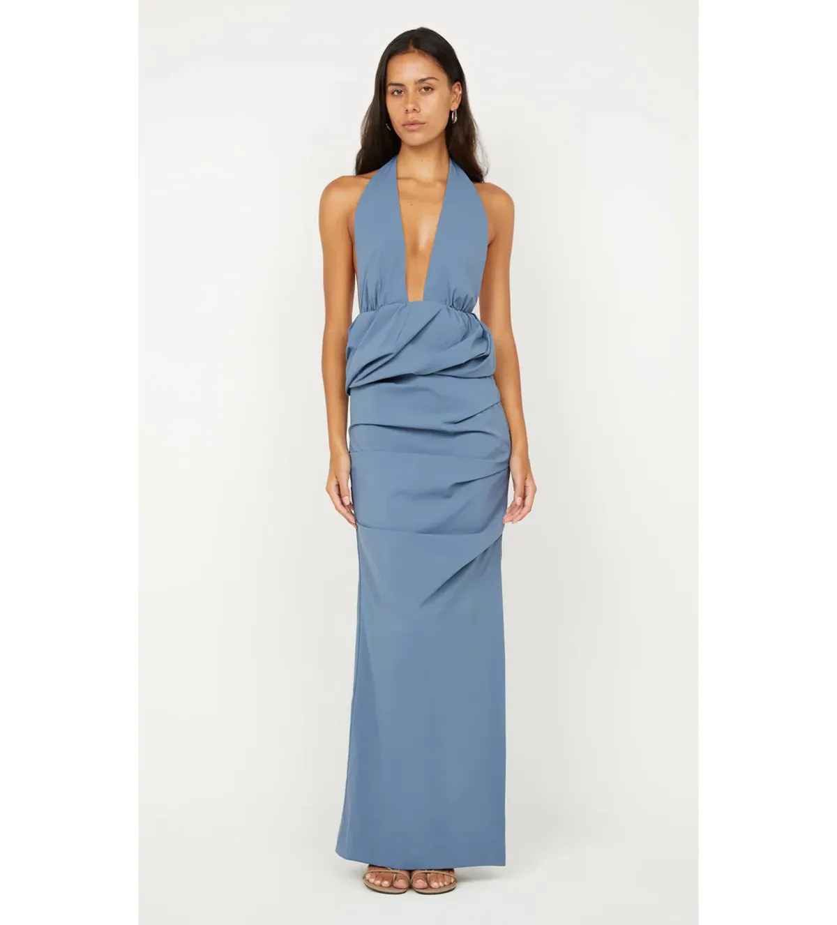 Bec & Bridge Priscilla Bubble Maxi Dress Steel Blue Size 6 for rent on The Volte - main image