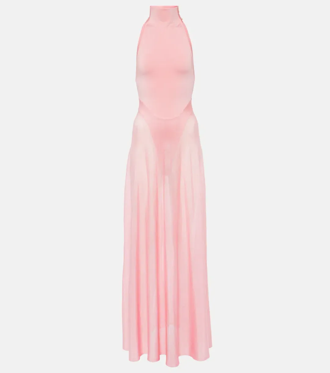 ALAÏA Turtleneck Maxi Dress Pink Size Au 8 for rent on The Volte - main image
