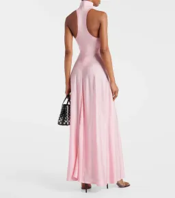 ALAÏA Turtleneck Maxi Dress Pink Size Au 8 for rent on The Volte - image 3