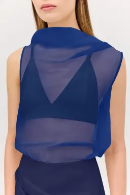 Bianca Spender Royal Chiffon Cezzane Top Size AU 8 for rent on The Volte - image 1