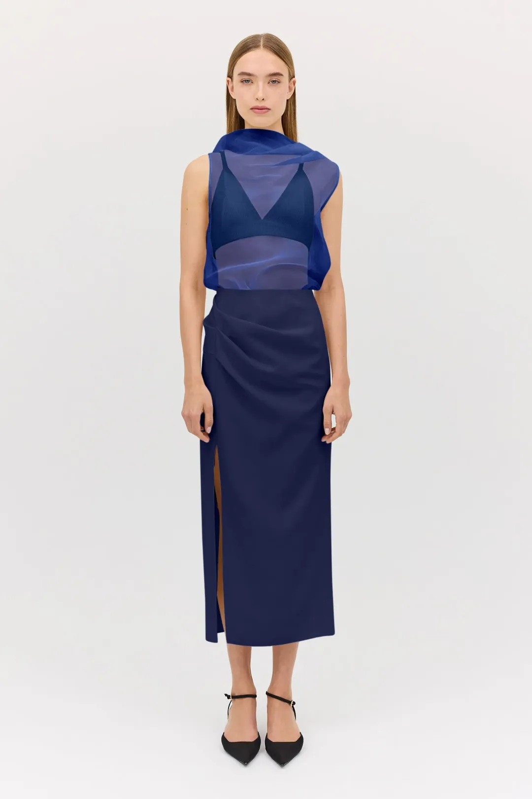 Bianca Spender Royal Chiffon Cezzane Top Size AU 8 for rent on The Volte - main image