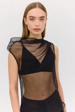 BIANCA SPENDER BLACK ORGANZA CEZANNE TOP SIZE 6/XS for rent on The Volte - image 1