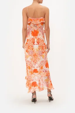Camilla Long Wrap Dress With Frill Orange Print Size L / AU 14 for rent on The Volte - image 2