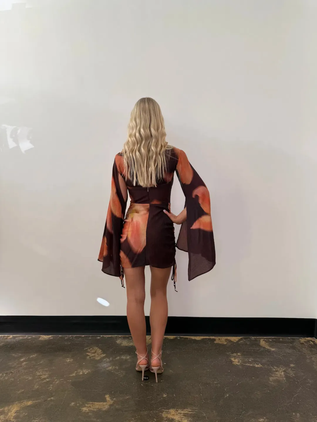 The Wolf Gang Zoya Mini Dress in Cocoa flower Size AU 12 for rent on The Volte - main image