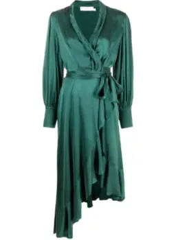 Zimmermann Silk Wrap Midi Dress - Green - Size 3 for rent on The Volte - image 1