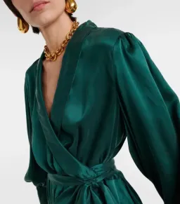 Zimmermann Silk Wrap Midi Dress - Green - Size 3 for rent on The Volte - image 2