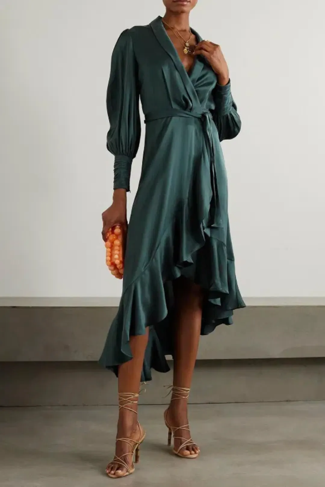Zimmermann Silk Wrap Midi Dress - Green - Size 3 for rent on The Volte - main image