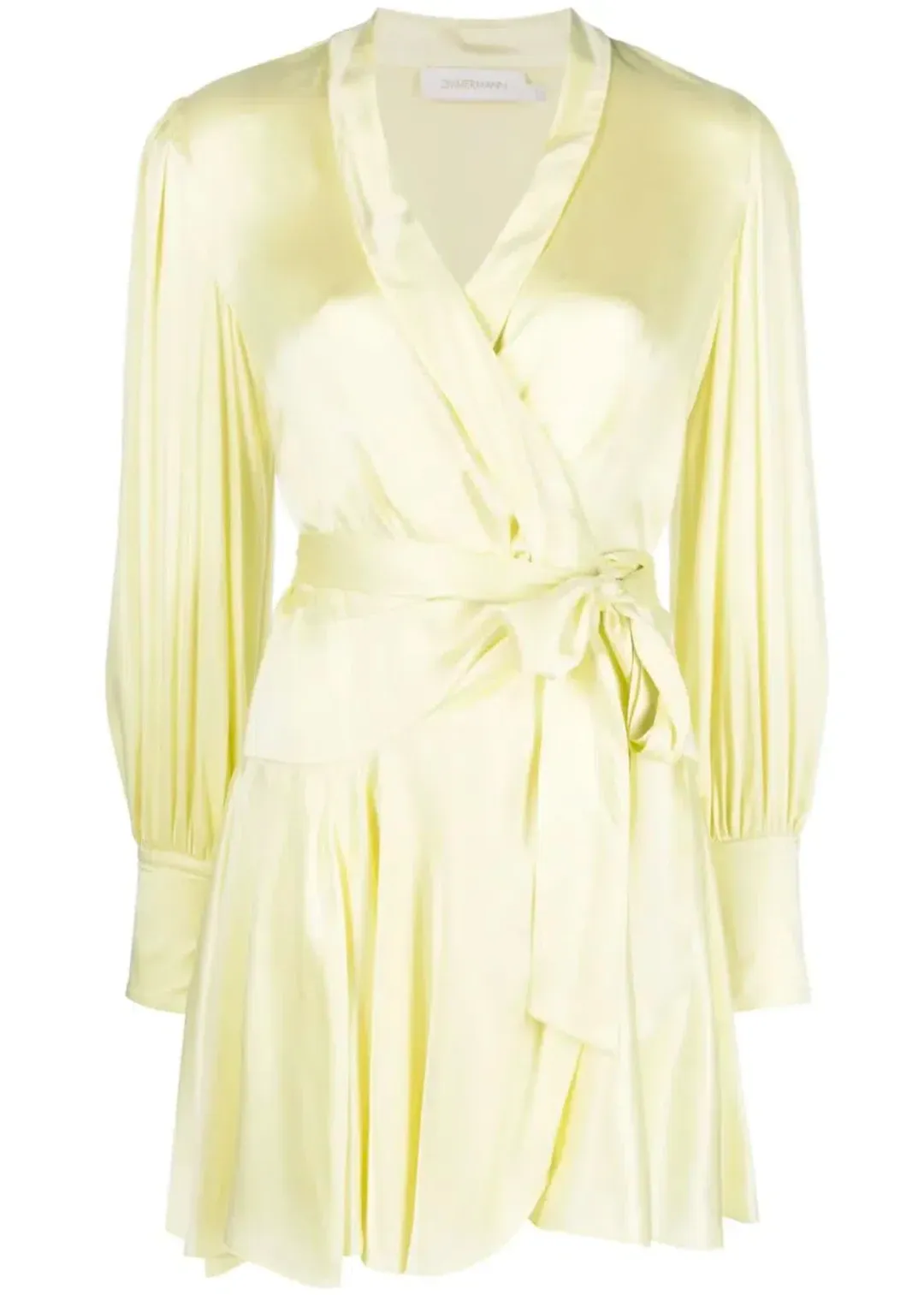 Zimmermann Silk Wrap Mini Dress in  Lemon Size 3/ AU 14 for rent on The Volte - main image