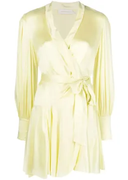 Zimmermann Silk Wrap Mini Dress in  Lemon Size 3/ AU 14 for rent on The Volte - image 4