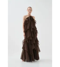 Aje Pandorea Layered Maxi Dress Carob  10 for rent on The Volte - image 1