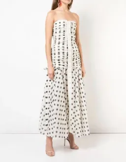 Zimmermann Corsage Ruched Polka-dot Linen-blend Maxi Dress Print Size 1 / Size AU 6 for rent on The Volte - image 5