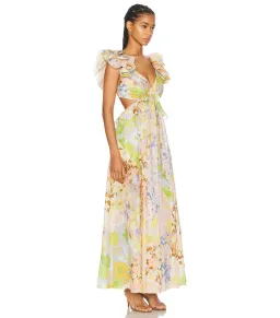 Zimmermann Pop Ruffle Sleeve Midi Dress in Patch Floral Size 0 / AU 8 for rent on The Volte - image 2