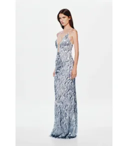 Misha Sapphire Sequin Maxi Dress Grey Size 12/L for rent on The Volte - image 2