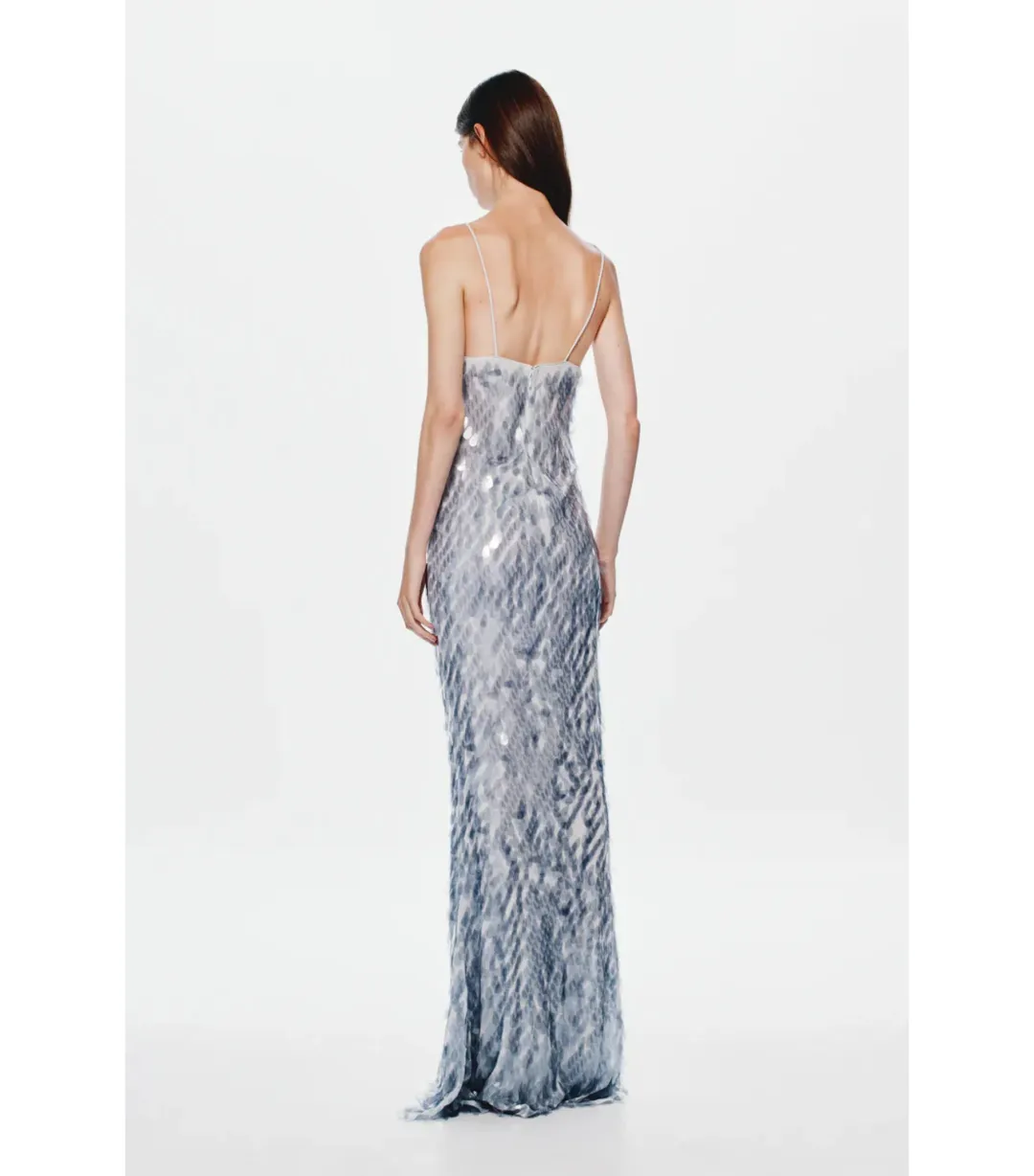 Misha Sapphire Sequin Maxi Dress Grey Size 12/L for rent on The Volte - main image