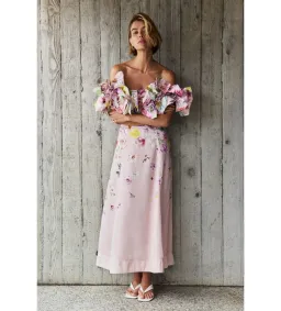 Aje Misha Maxi Dress Pink Collage Floral Size AU 10 for rent on The Volte - image 1