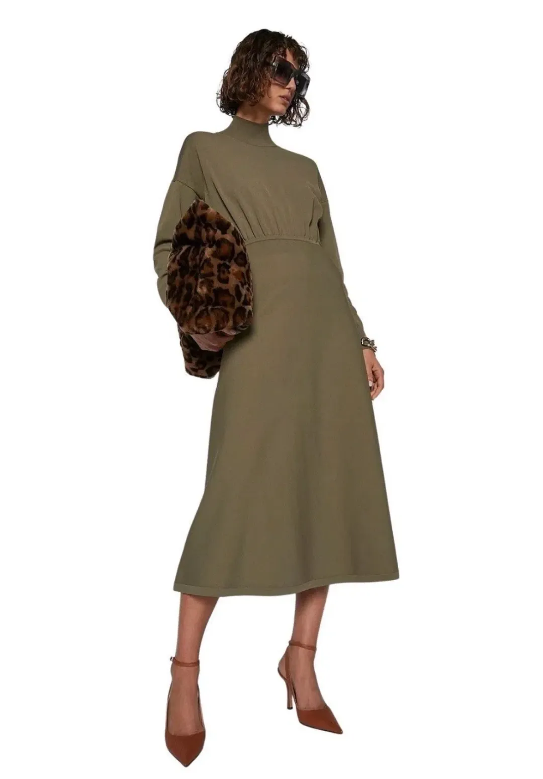 Scanlan Theodore Dress Polo Khaki Midi Size AU 12 for rent on The Volte - main image