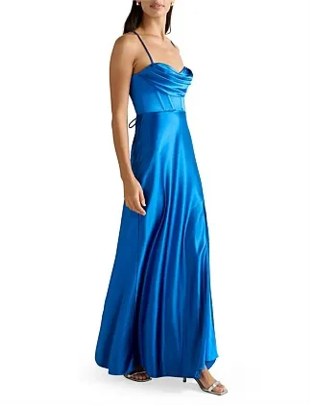 Forever New Luna Corset Satin Maxi Dress Blue Size 8/S for rent on The Volte - main image