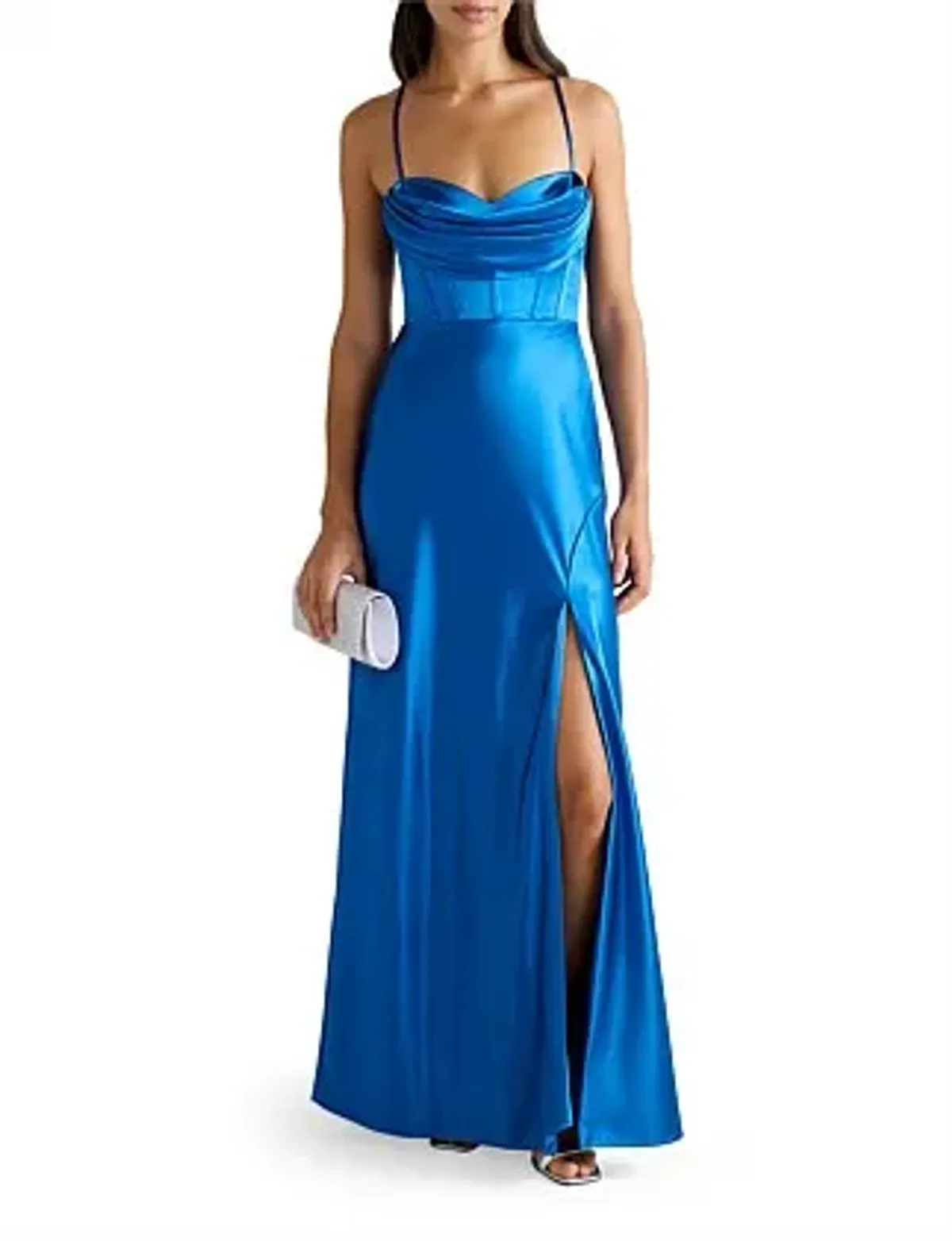 Forever New Luna Corset Satin Maxi Dress Blue Size 8/S for rent on The Volte - main image