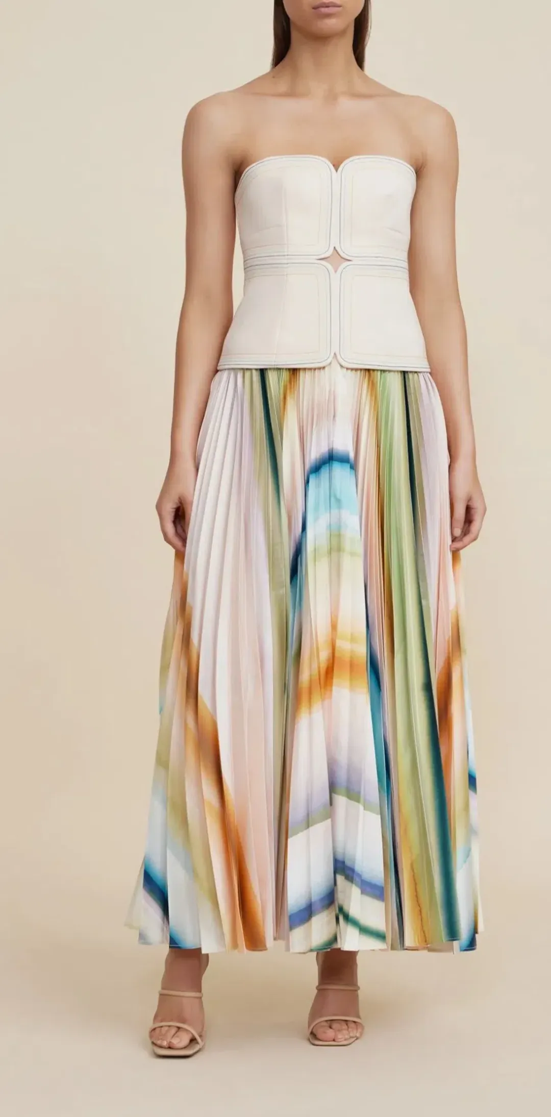 Acler Avonlea Midi Dress in Watercolour Stripe Size 8 for rent on The Volte - main image