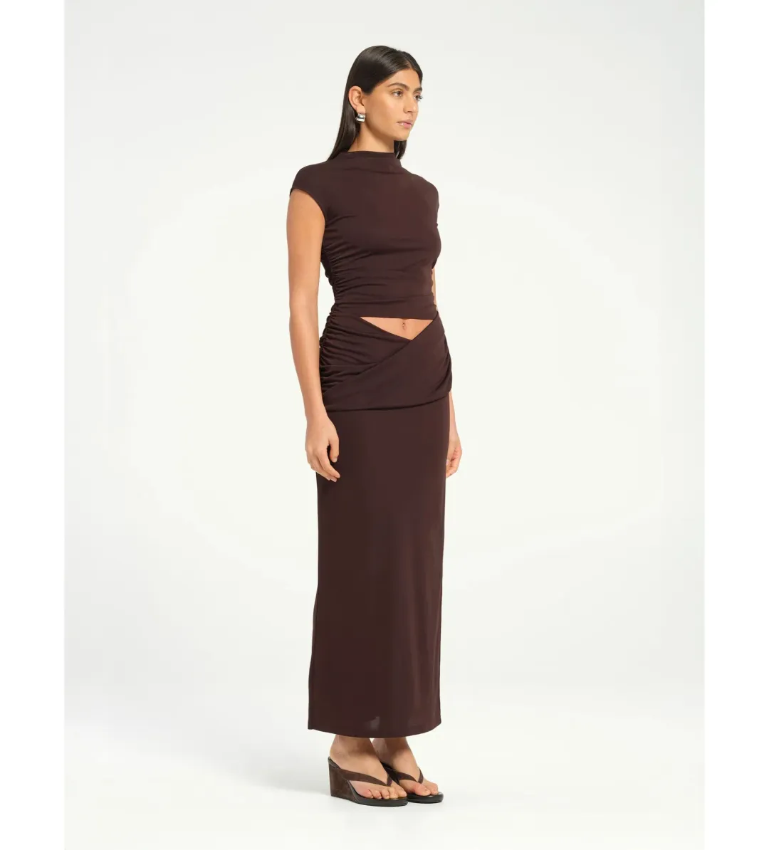 BENNI Royce Maxi Dress Chocolate Size AU 12 for rent on The Volte - main image