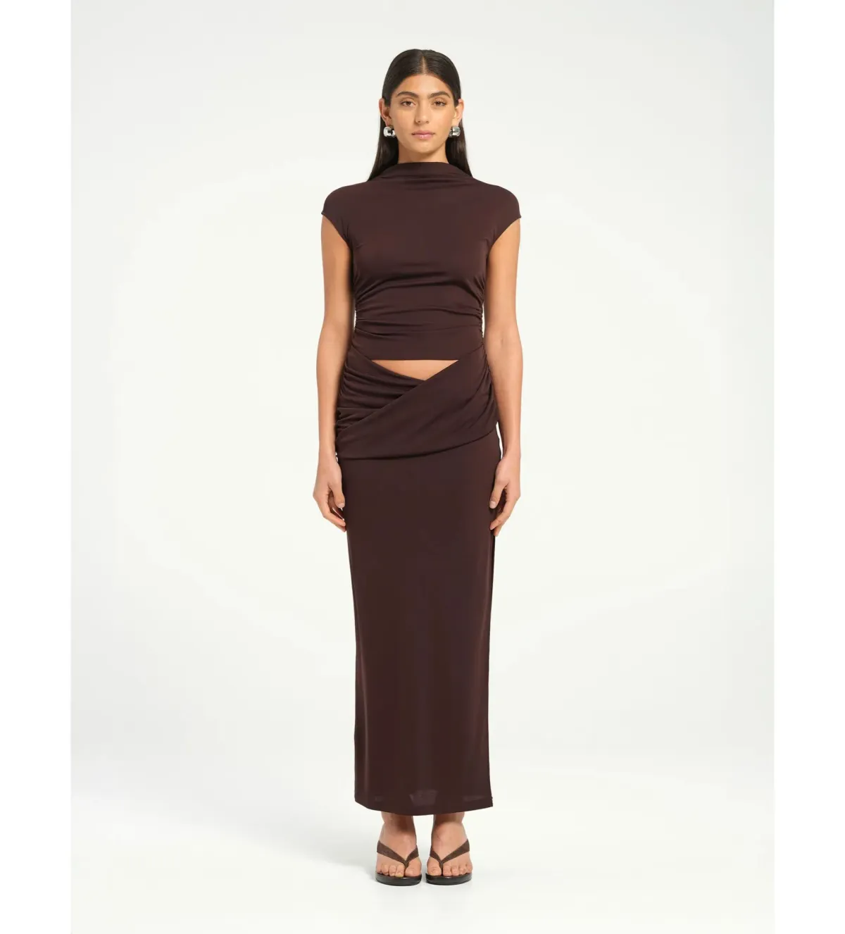 BENNI Royce Maxi Dress Chocolate Size AU 12 for rent on The Volte - main image