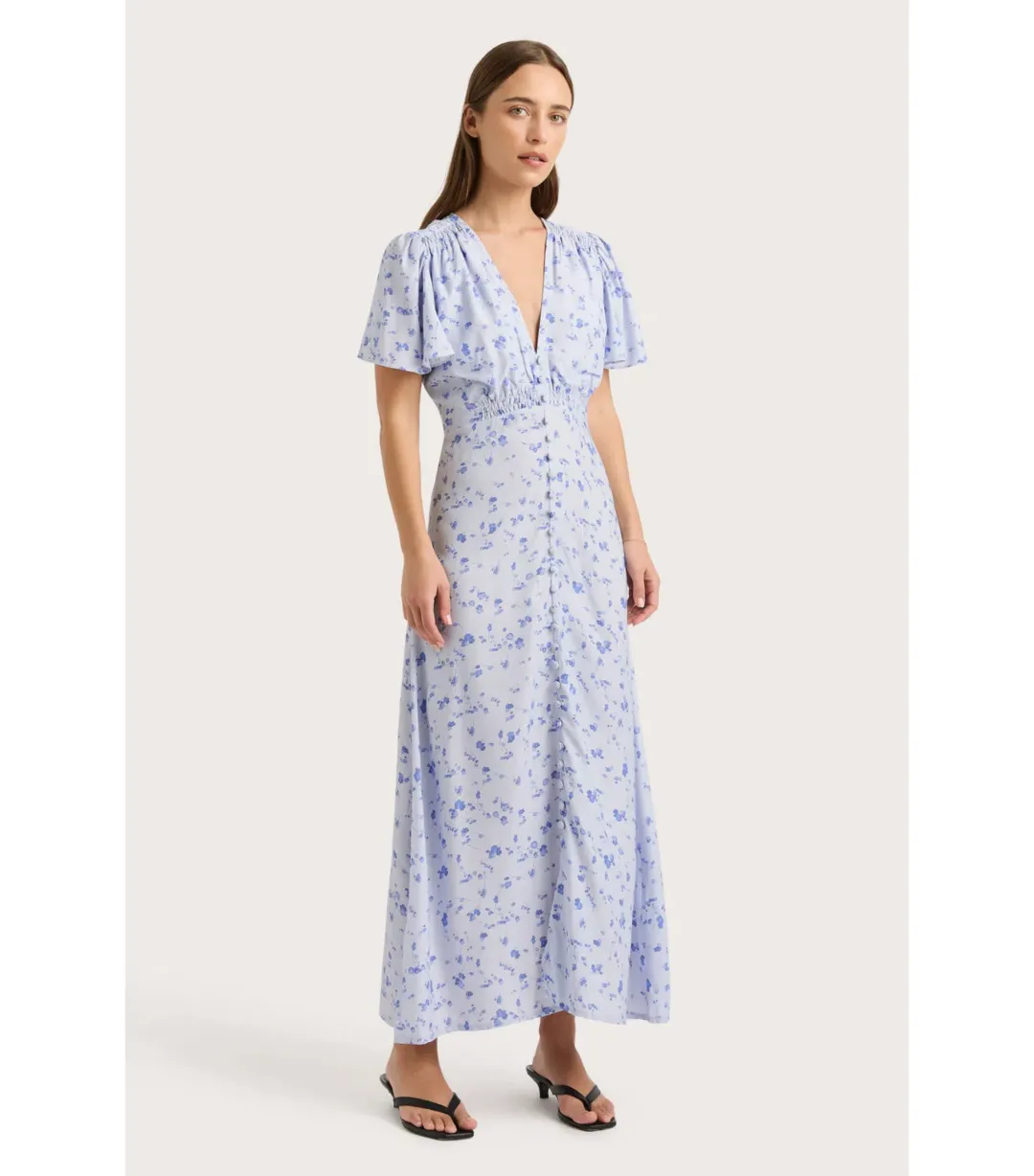 Faithfull the Brand Tae Midi Dress Blossom Blue Size XL / AU 14 for rent on The Volte - main image
