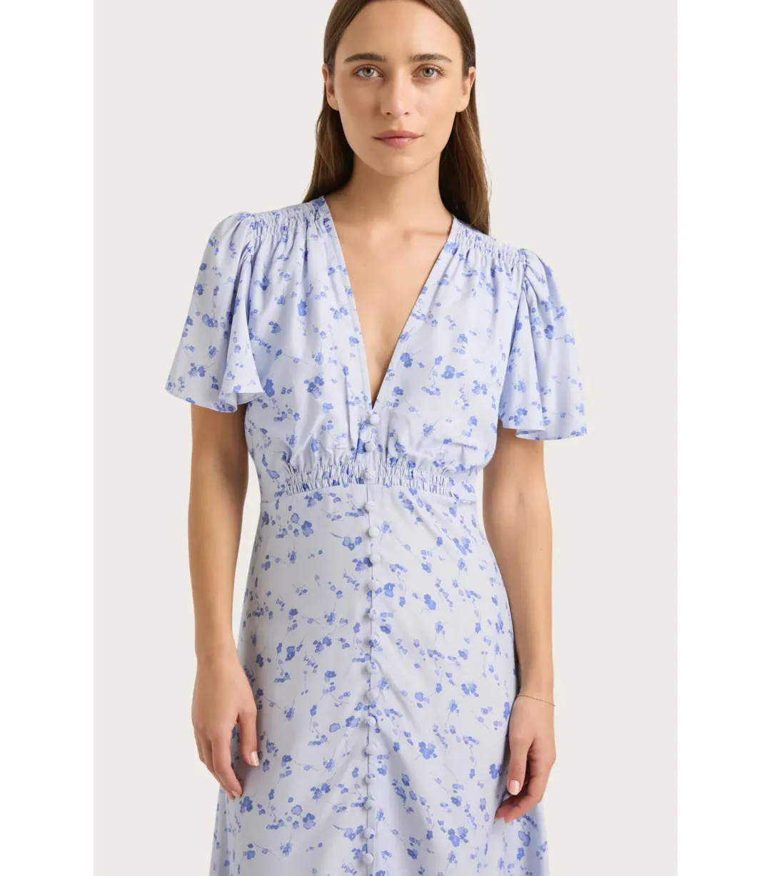 Faithfull the Brand Tae Midi Dress Blossom Blue Size XL / AU 14 for rent on The Volte - main image