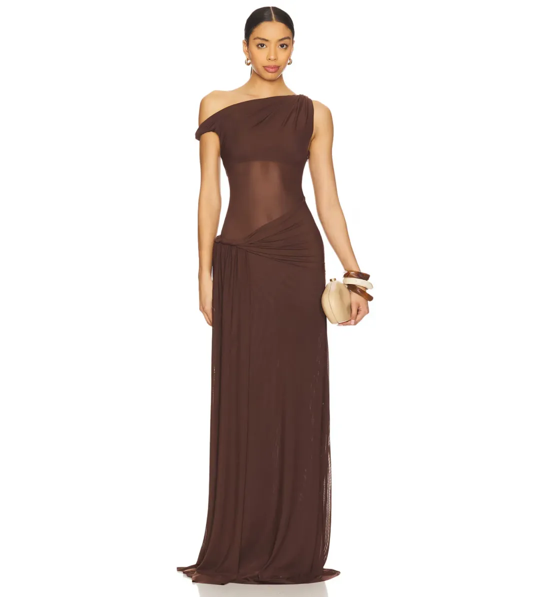 Misha Sisal Maxi Dress in Espresso Brown Size 6/XS for rent on The Volte - main image