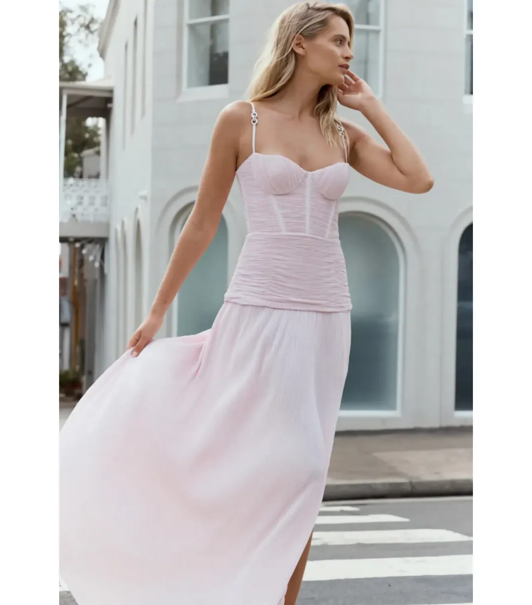 Manning Cartell Double Time Pleat Maxi Dress in Hydrangea Size AU 10 for rent on The Volte - main image