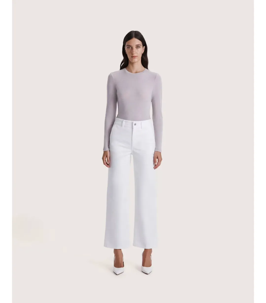 Saba Ava Wide Leg Midi Jean White Size AU 16 for rent on The Volte - main image