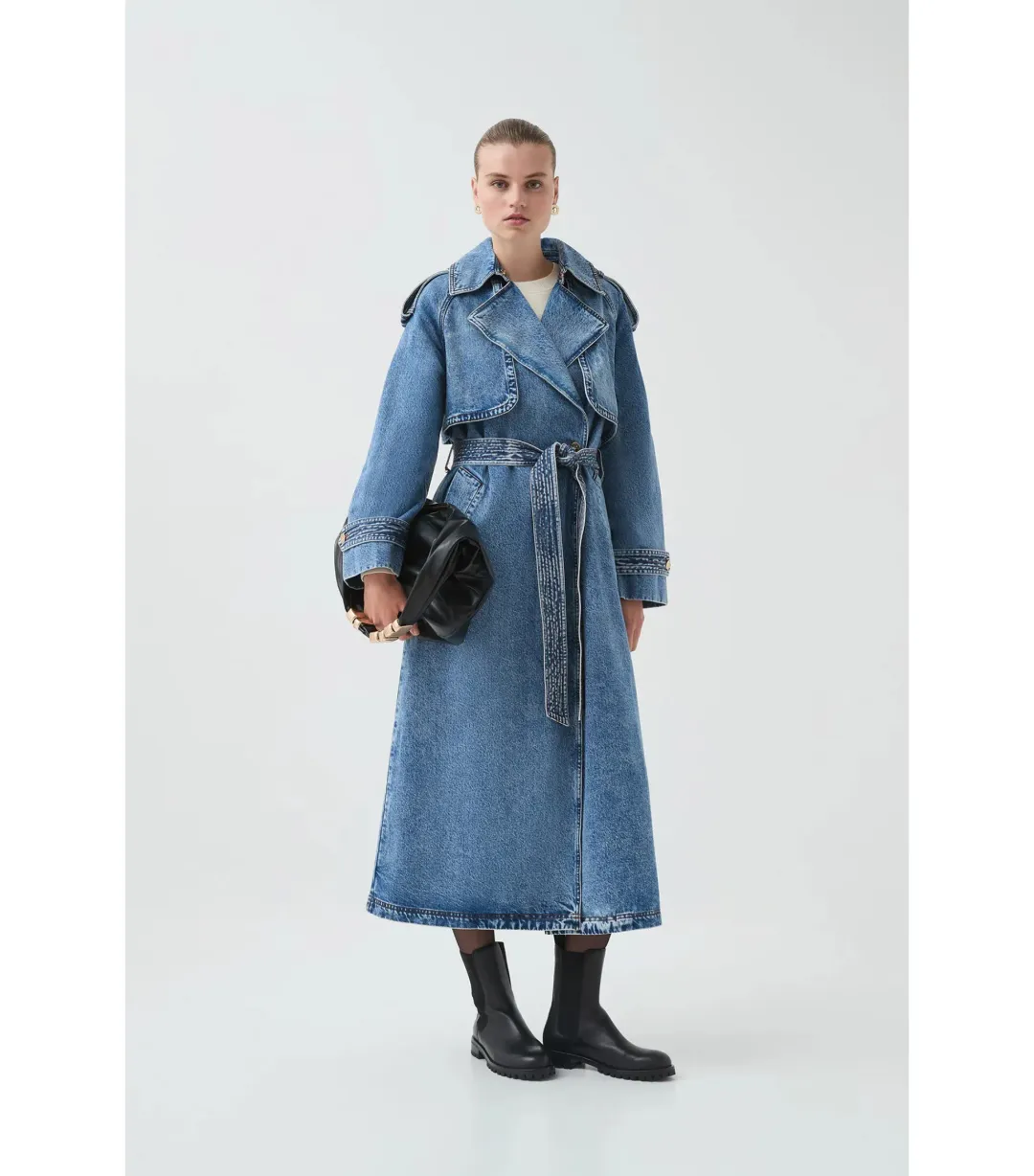 Aje Blues Denim Midi Trench Coat 80s Blue Wash Size M / AU 10 for rent on The Volte - main image