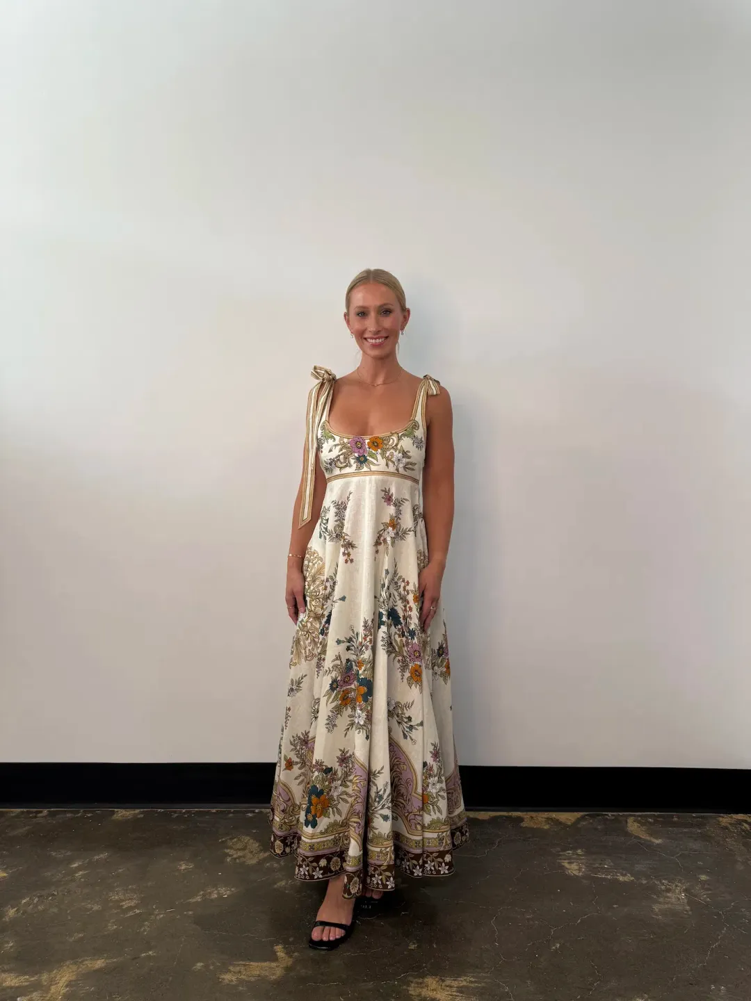 Alemais Antoinette Ballet Midi Sundress in Floral Cream Size AU 10 for rent on The Volte - main image