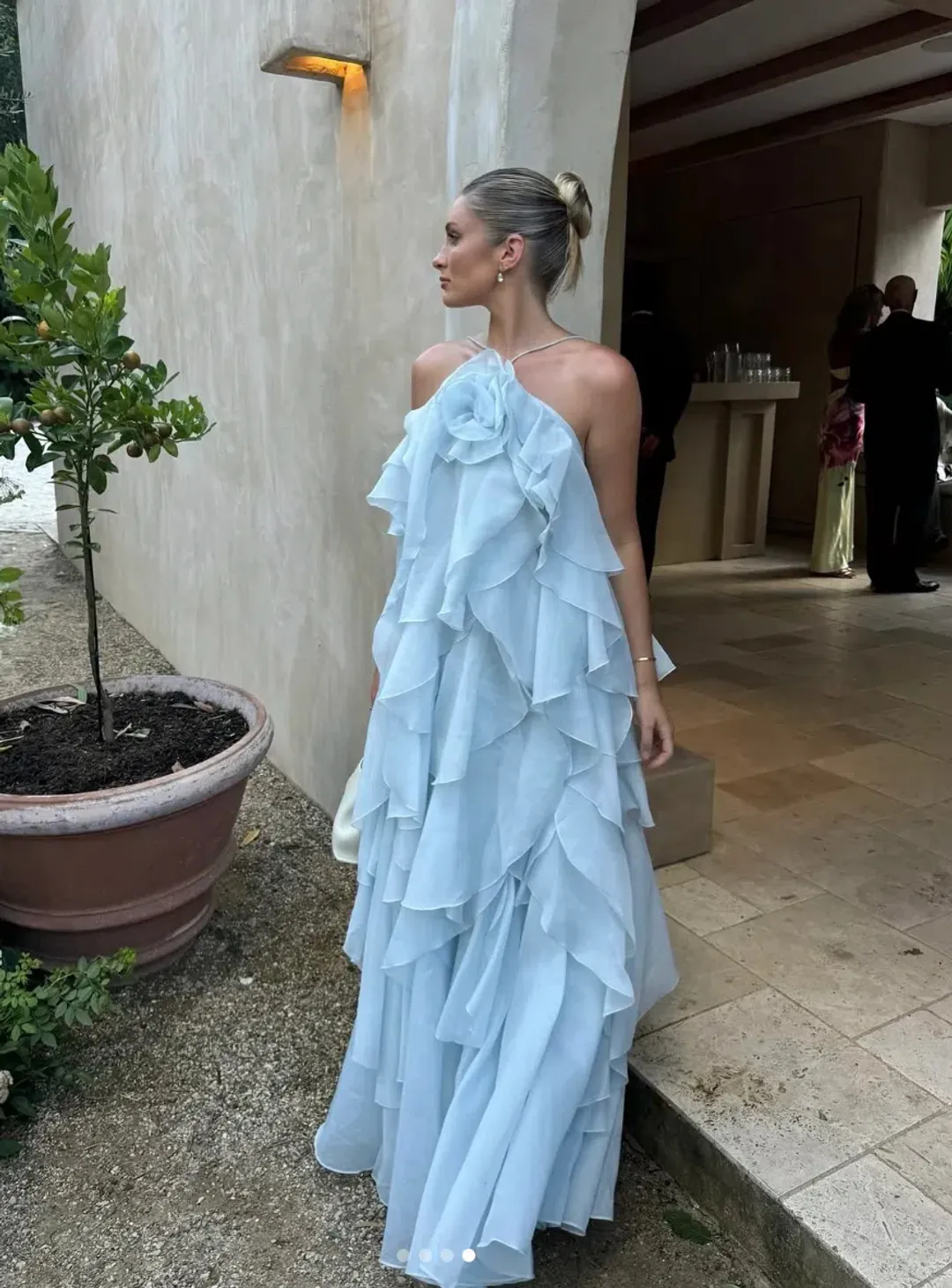 Aje Pandorea Layered Maxi Dress in Silver Blue Size XS / AU 6 for rent on The Volte - main image