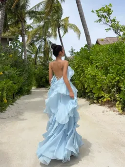 Aje Pandorea Layered Maxi Dress in Silver Blue Size XS / AU 6 for rent on The Volte - image 2