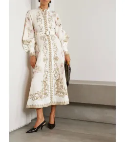 Zimmermann The Hypnotic Buttoned Midi Dress in Cream Peony Size 0 / AU 8 for rent on The Volte - image 1