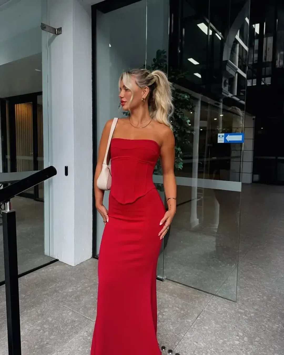 HNTR the label Louie Floor Length Gown in Wine Red Size 10 for rent on The Volte - main image