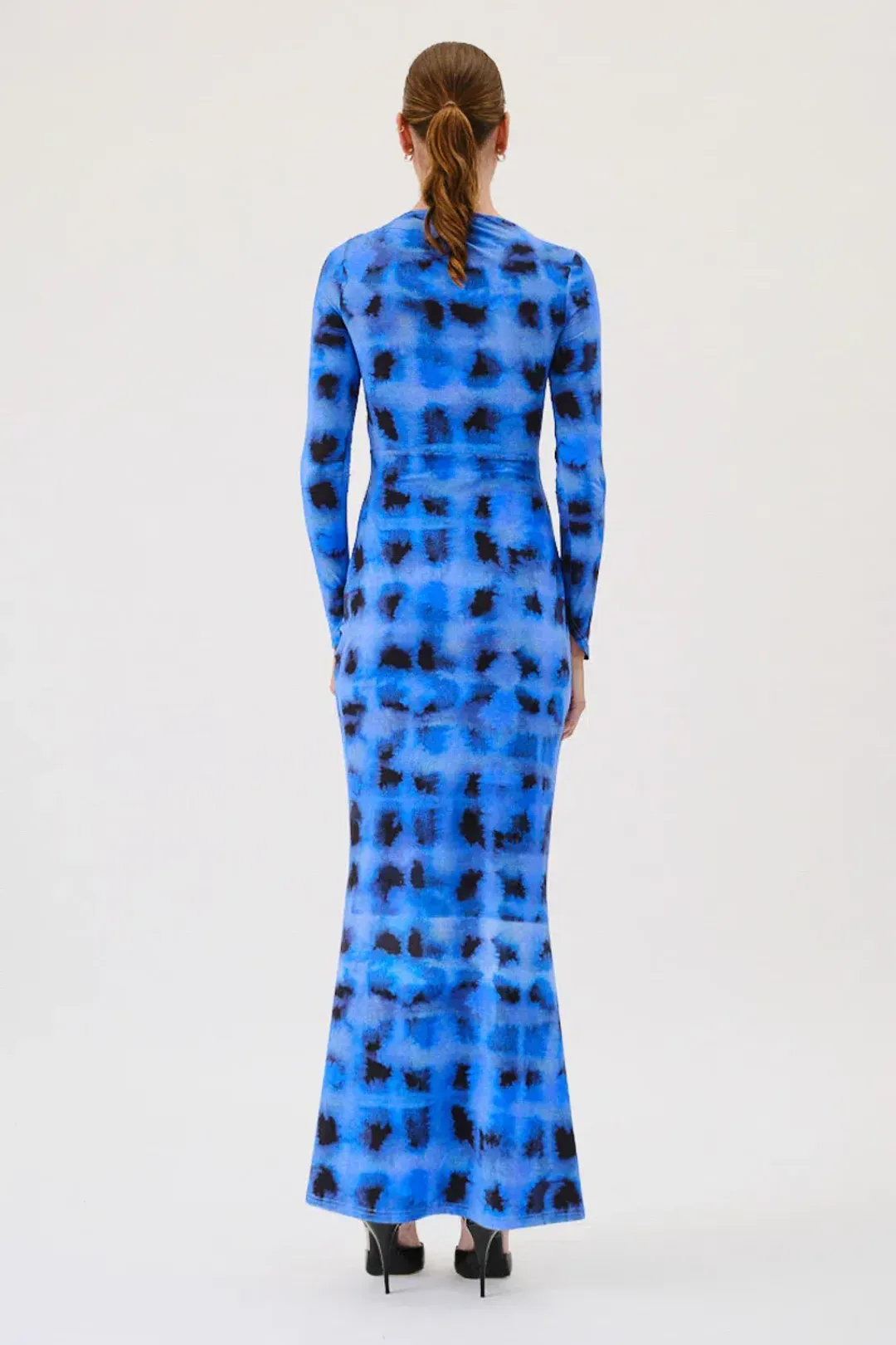 Suboo Shibori Long Sleeve Rouched Maxi Dress Blue Size 10/M for rent on The Volte - main image