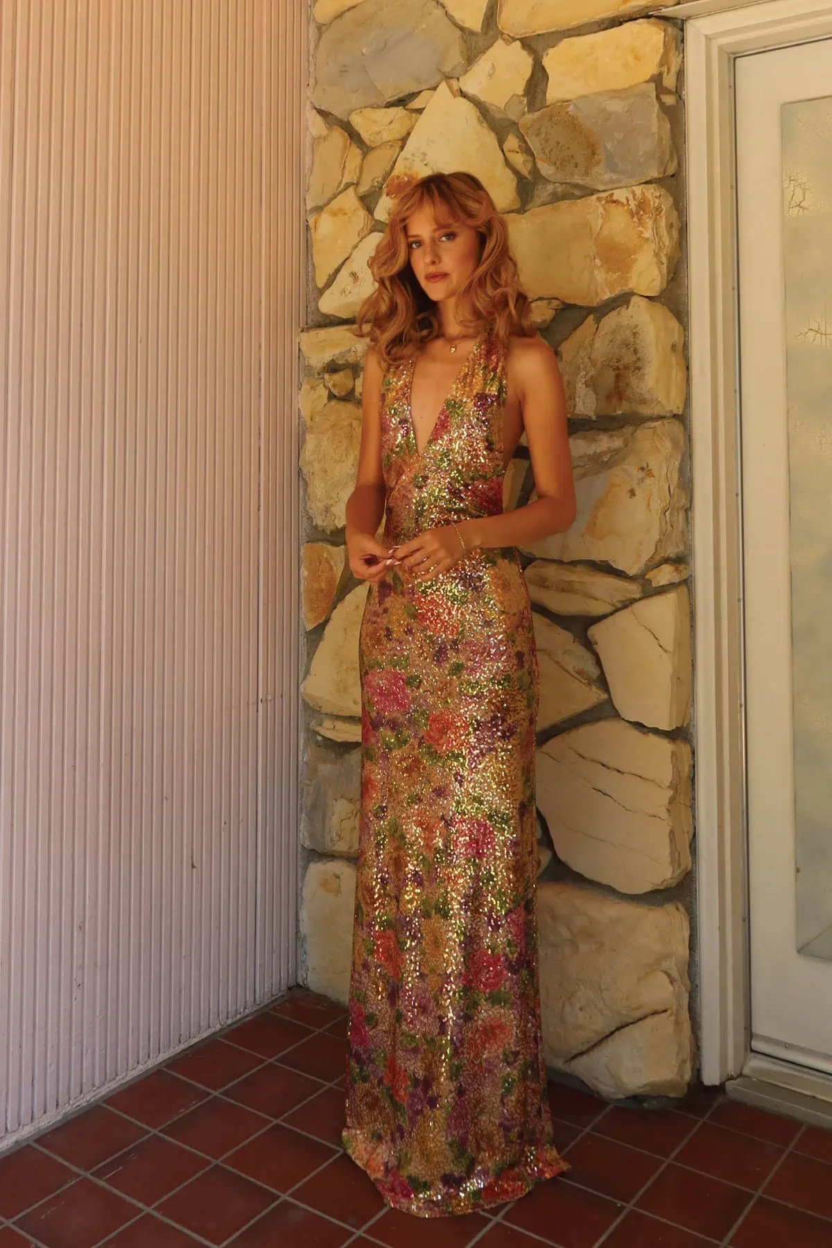 Fait Par Fouch Liana Full Length Dress in Fleur Sequin Size XXS / AU 4 for rent on The Volte - main image
