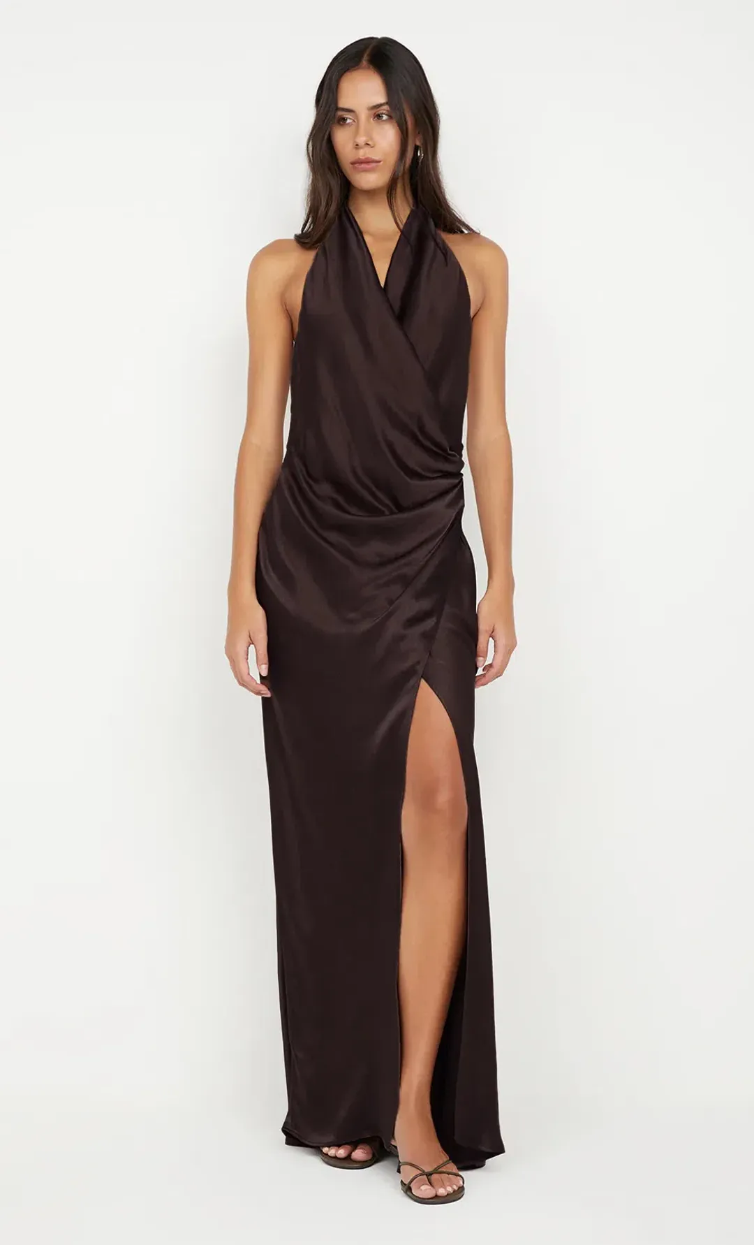 Bec & Bridge Elisia Wrap Maxi Dress  Dark Chocolate / Size 10 for rent on The Volte - main image