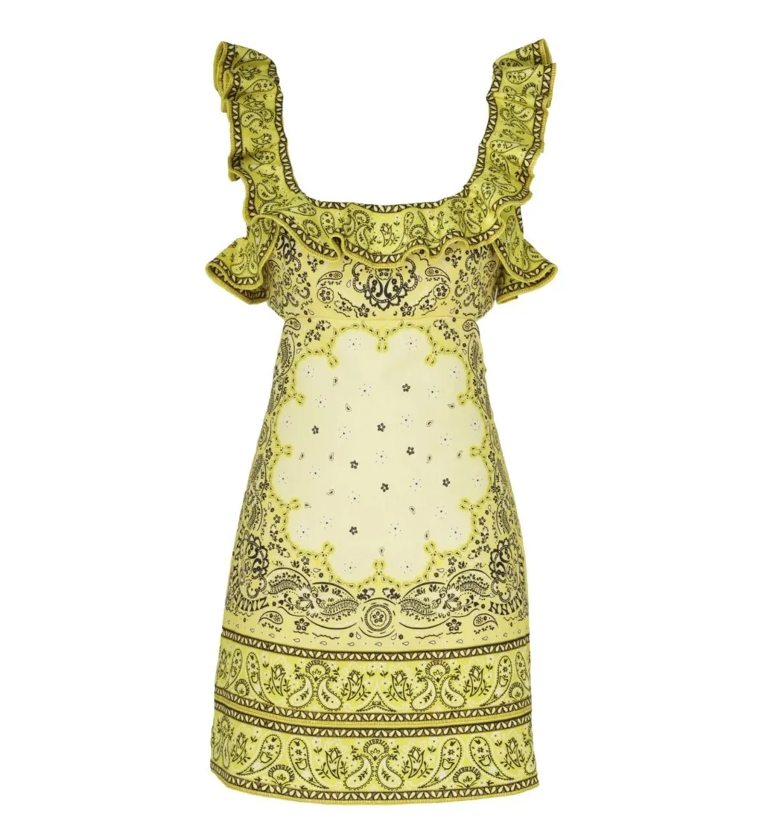 Zimmermann Matchmaker Frilled Mini Dress Yellow Bandana Size 1 AU 10 for rent on The Volte - main image