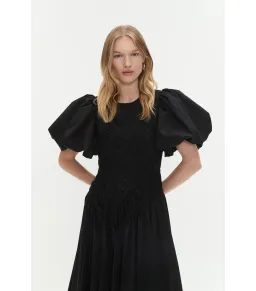 Aje Wisteria Midi Dress Black Size AU 8 for rent on The Volte - image 4