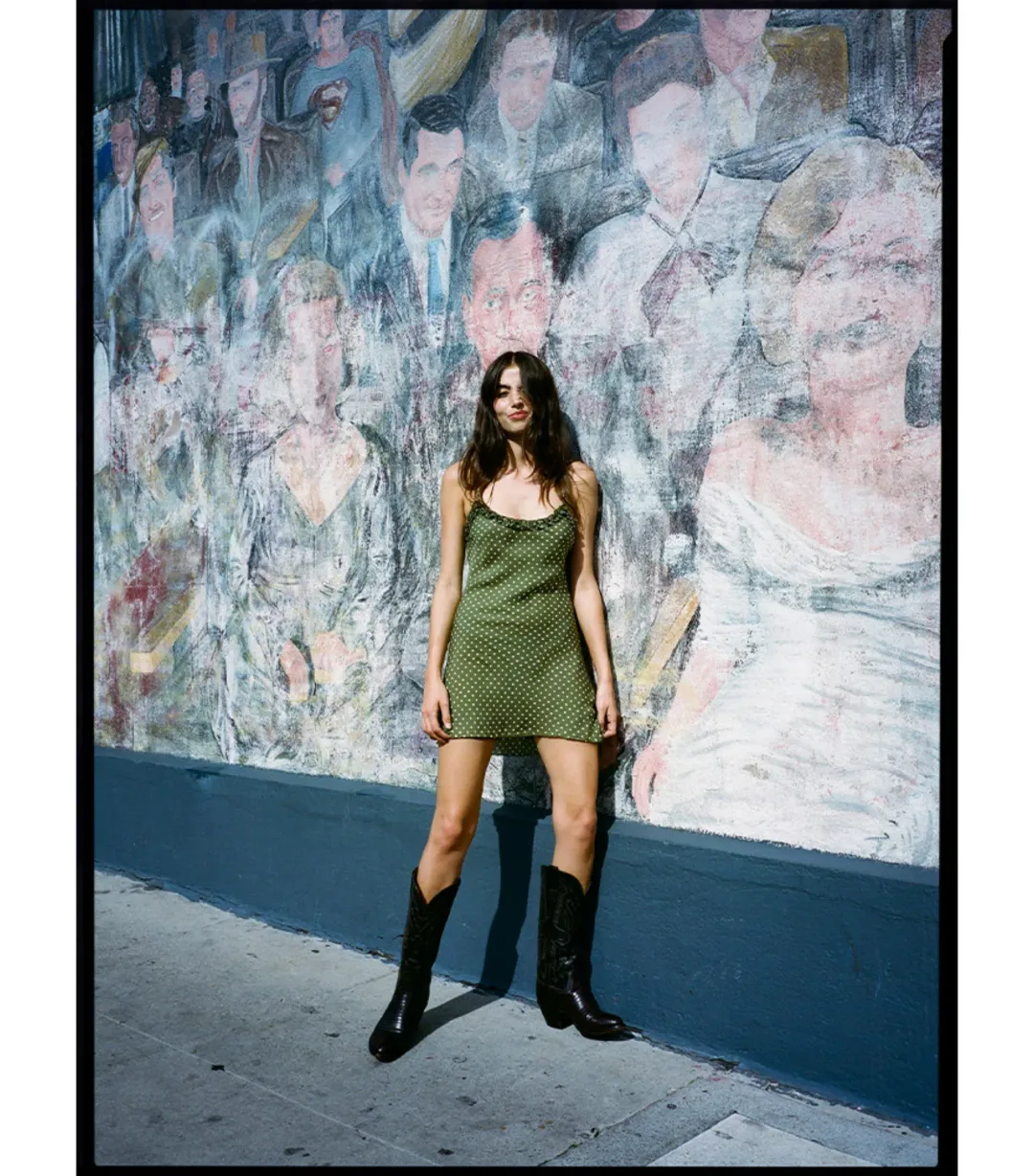 Realisation Par Eliza Mini Dress in Khaki Spot Size S / AU 8 for rent on The Volte - main image