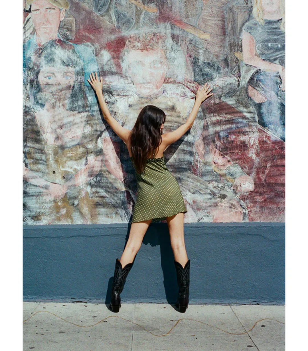 Realisation Par Eliza Mini Dress in Khaki Spot Size S / AU 8 for rent on The Volte - main image