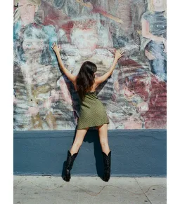 Realisation Par Eliza Mini Dress in Khaki Spot Size S / AU 8 for rent on The Volte - image 3