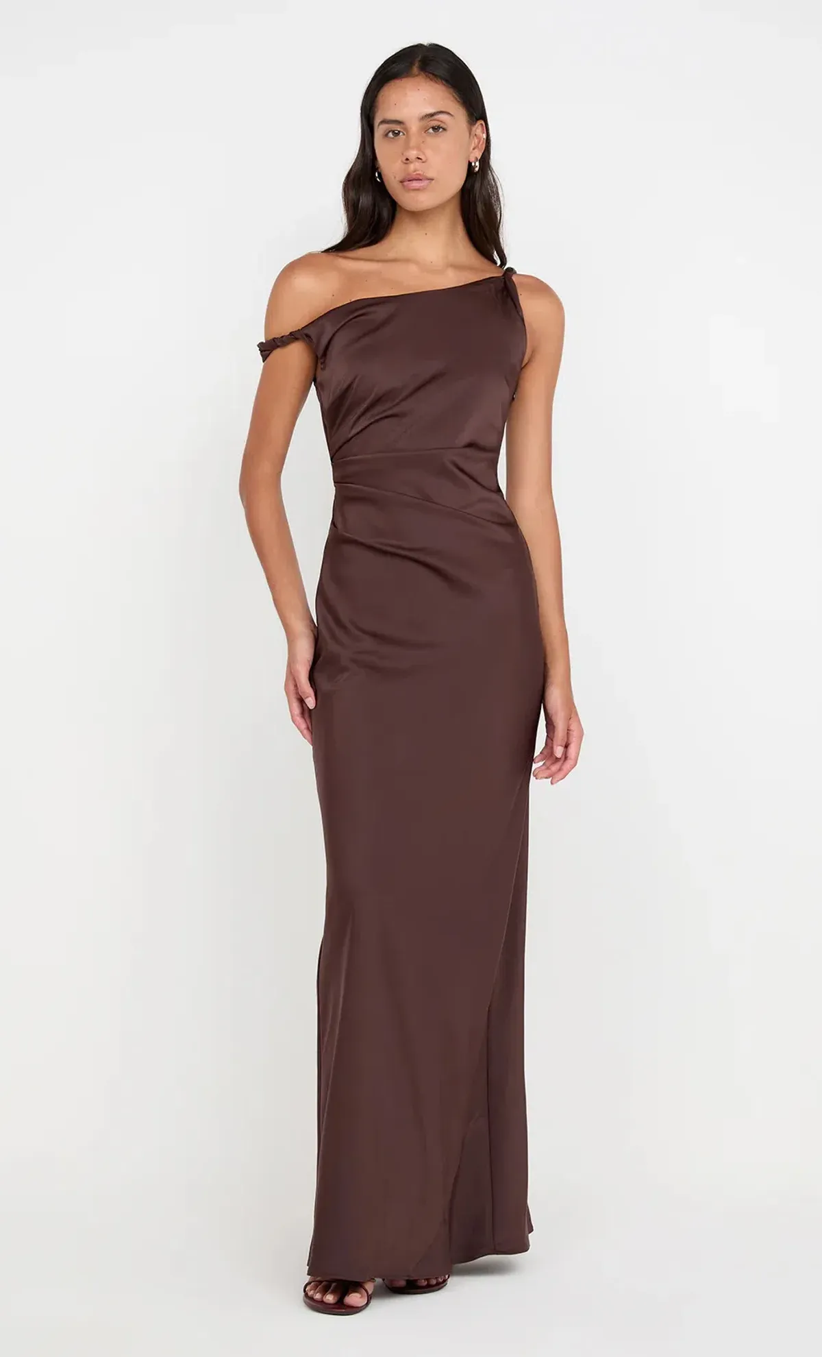 Bec and Bridge Lunetta Twist Strap Dress in Dark Chocolate Size L / AU 12 for rent on The Volte - main image