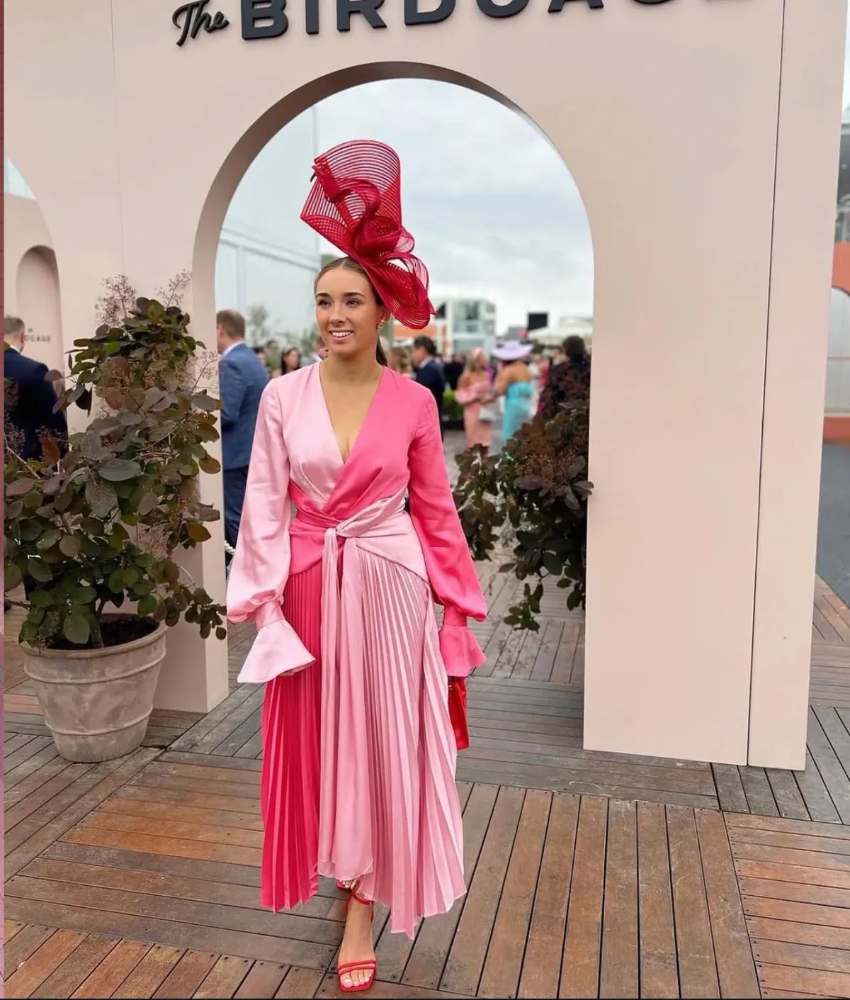 Acler Empire Midi Dress Two Tone Pink Size 10 for rent on The Volte - main image